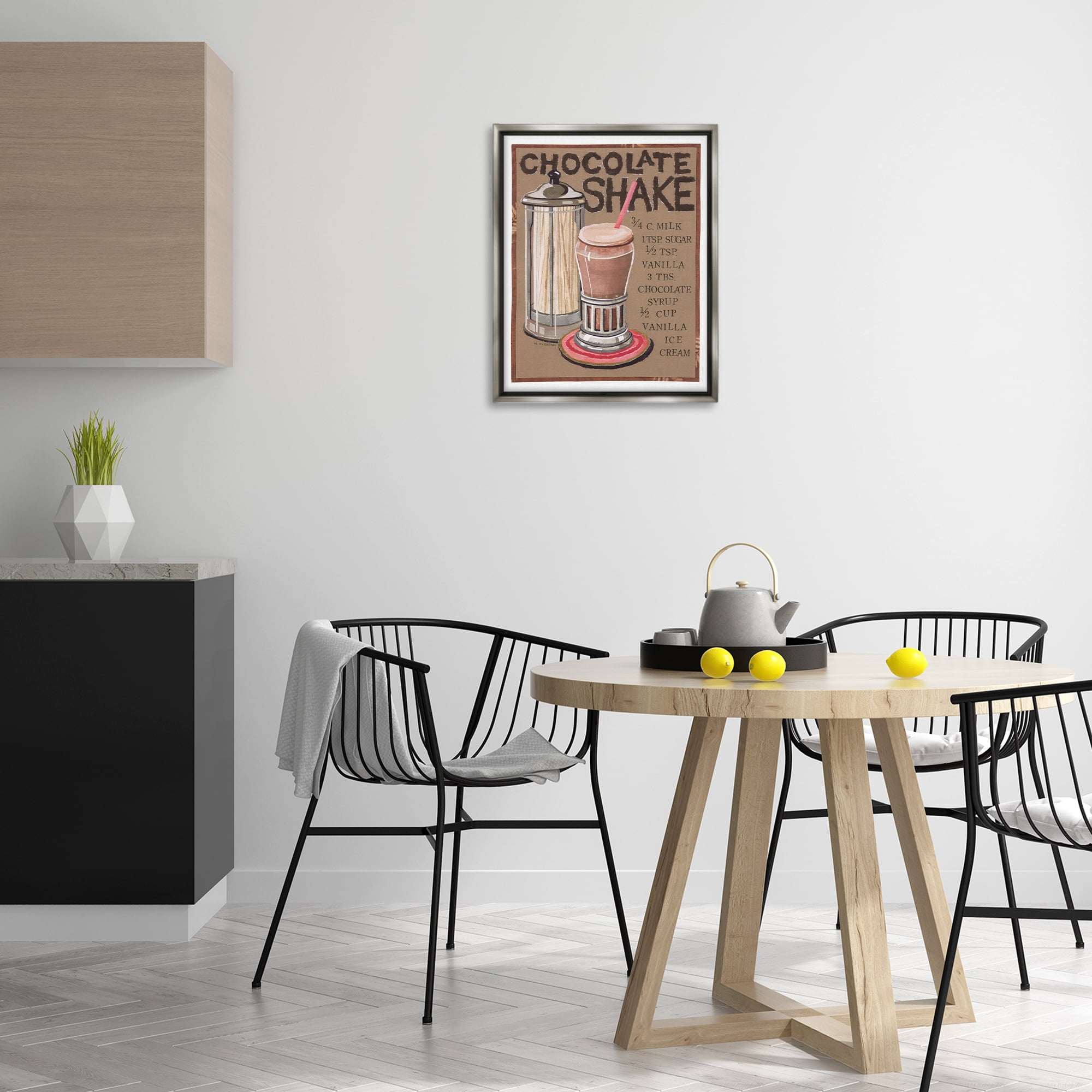 Stupell Industries Chocolate Shake Recipe Food & Beverage Painting Gray Floater Framed Art Print Wall Art, 17 x 21