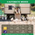 thumbnail image 3 of Automatic Chicken Coop Door Solar Powered with Timer, Light Sensor, Remote Control, LCD Display, Aluminum Alloy 4 Auto Modes Wide Chicken House Door, Anti-Pinch, Weatherproof, USB Backup, Green, 3 of 7