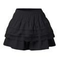 thumbnail image 4 of ZHOGXU Women'S Skirt Summer Elastic Waist Solid Color A Line Lace Trim Fashion Comfortable Mini Tutu Skirt For Everyday Wear,Black,Xxl, 4 of 5