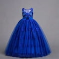 thumbnail image 7 of Girls Dress Floral Embroidered Lace Sleeveless Tulle Wedding Bridesmaid Birthday Formal Party Long Tutu Dresses Kids Princess Evening Prom Ball Gown Blue 7-8Years, 7 of 7