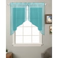 thumbnail image 2 of Turquoise Swag Valances for Windows, Geometric Boho Ethnic Tile Chic Monochrome Rod Pocket Sheer Valances for Small Windows, Swag Toppers Light Filtering for Kitchen Living Room 2 Panels 28''x36'', 2 of 5