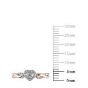 Hold My Hand 1/10 Ct Natural Diamond Promise Heart Ring for Women in 14K Rose Gold Plated
