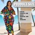 thumbnail image 7 of Xoenoiee Colorful Dog Paw Print Kaftan Dresses for Women Plus Size V-Neck Swimsuit Cover Up Casual Caftan Maxi Beach Dress with Side Slits, Soft Mumu Dresses Loungewear, 7 of 7