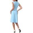 thumbnail image 3 of INSPIRE CHIC Women's Dress Sleeveless Crew Neck High Waist A-Line Office Dresses M Sky Blue, 3 of 5