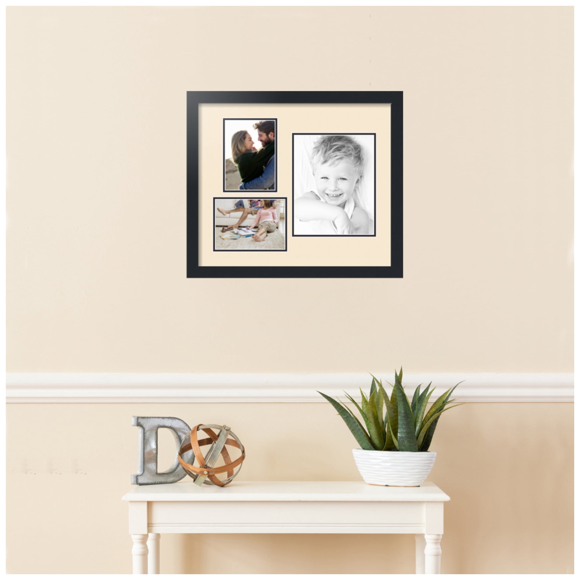 ArtToFrames Collage Photo Picture Frame with 1 - 8x10 and 2 - 5x7 Openings, Framed in Black with Alabaster and Black Mats (CDM-3926-78)
