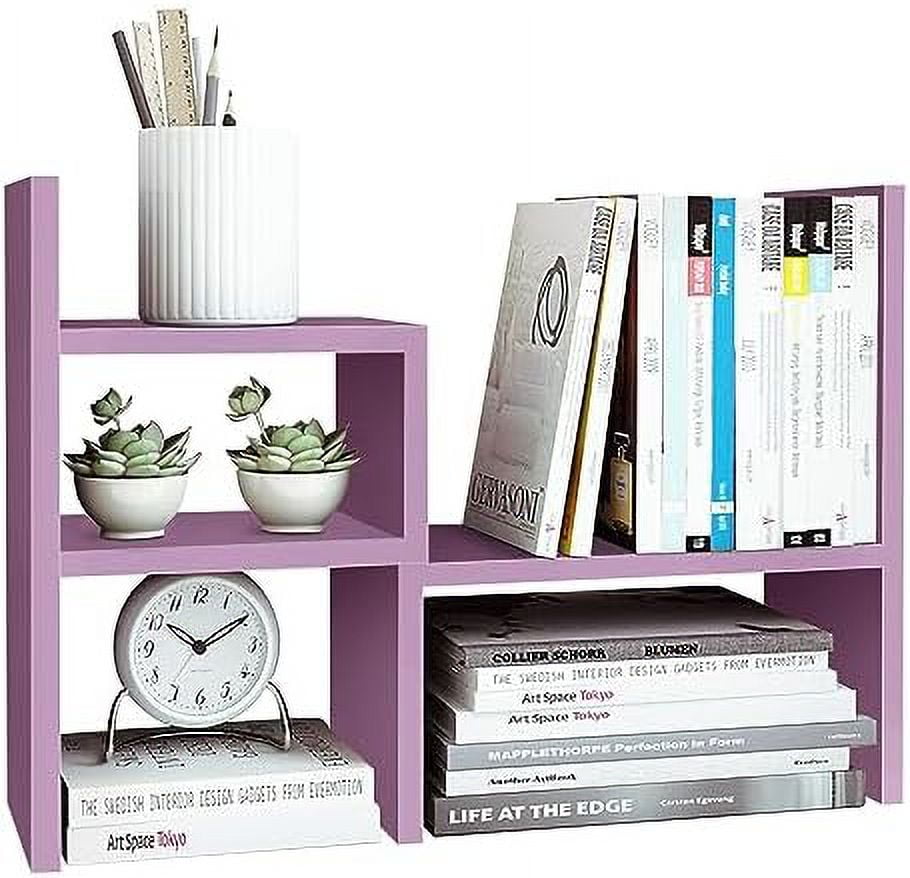 Desktop Organizer Office Storage Rack Adjustable Wood Display Shelf Birthday Gifts Toy Home Decor Free Style Rotation Display True Natural Stand Shelf (Violet)