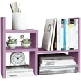 thumbnail image 7 of Desktop Organizer Office Storage Rack Adjustable Wood Display Shelf Birthday Gifts Toy Home Decor Free Style Rotation Display True Natural Stand Shelf (Violet), 7 of 7