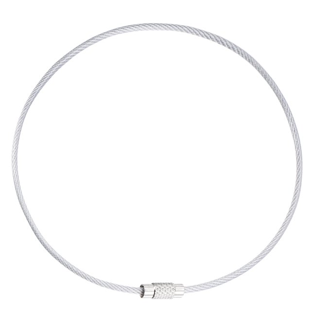 Unique Bargains 300mm Length Stainless Steel Keyring Loop Cable Silver 4 Count