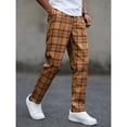 thumbnail image 4 of Plaid Tapered Trousers for Men Slim Fit Elastic Waist Golf Pants Classic Checkered Chino Slacks Lightweight Stretch Work Business Casual Bottoms, 4 of 9