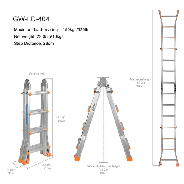 17ft Aluminum Folding Scaffold Ladder With A Framed Construction