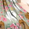 thumbnail image 3 of Pomeranian Dog and Flower Floral Blanket,Comfortable Soft Flannel Throw Blanket,All Season,Warm Lightweight Blankets for Sofa Bed Couch Living Room Chair,60"x80"(150x200cm), 3 of 4