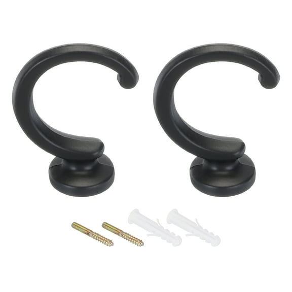 Uxcell Curtain Holdback Wall Mounted Curtain Tiebacks Screw Hooks Hanger Holder Dark Grey 2 Pack