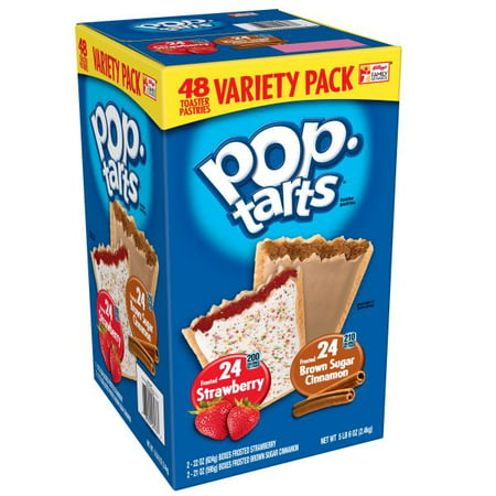 Kellogg's Pop-Tarts Frosted Brown Sugar Cinnamon &Frosted Strawberry Variety Pack 86 Oz 48