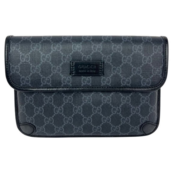 Pre-Owned Gucci GG Supreme Web Slim Black Grey Belt Bag