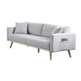 thumbnail image 2 of Mico 75 Inch Sofa,  Loveseat and Chair Set with Throw Pillows, Light Gray- Saltoro Sherpi, 2 of 5