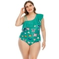 thumbnail image 2 of Traje de baño de un hombro de talla grande para mujer Bikini con volantes Ropa de playa Traje de baño Fridja  nalpqowj23809, 2 of 7