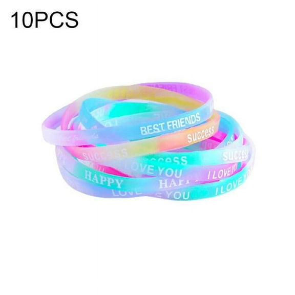 Blarkrus 10pcs Sile Can Color Letters Bracelet Fashion Luminous Sport Wris