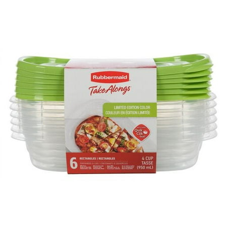 Rubbermaid TakeAlongs 4 Cup Rectangle Food Storage Container, Set of 6 ...