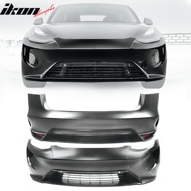 Compatible With 17 21 Tesla Model 3 Ikon Style Front Bumper Rear Bumper Cover Unpainted Pp Walmart Com Walmart Com