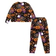 thumbnail image 3 of Tutolipy Halloween Pajamas for Women Pumpkin Ghost Cat Printed Sleepwear Cozy Loungewear Long Sleeve Tops Jogger Pants Pajama Sets, L, 3 of 7