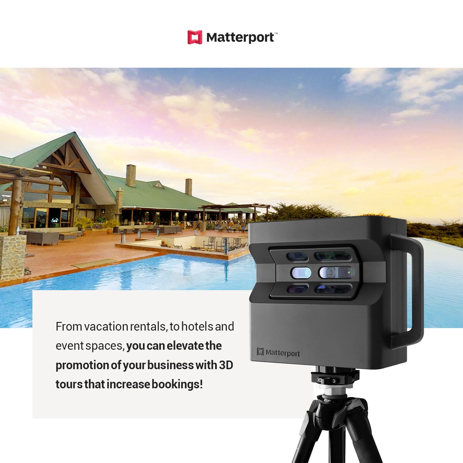 Trípode Manfrotto 190XPRO para Kit Cámara 3D Matterport Pro2 - Al
