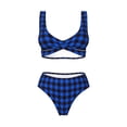 thumbnail image 4 of Daiia Buffalo Plaid Blue Black Women's Bikini Set Two Piece Swimsuit High Waisted Bikini Adjustable Straps Bikini Perfect for Beach, Pool, and Summer Vacation-Small, 4 of 9