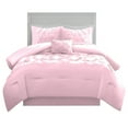 thumbnail image 4 of 3 Piece New Half Pinch Pleated Pattern Comforter Set, 800 TC, 100% Egyptian Cotton, Super King Size Light Pink Solid, 4 of 6