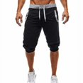 thumbnail image 1 of Mens Drawstring Gym Sports Sweatpants Stretchy Running Joggers Shorts 3/4 Pants, 1 of 2