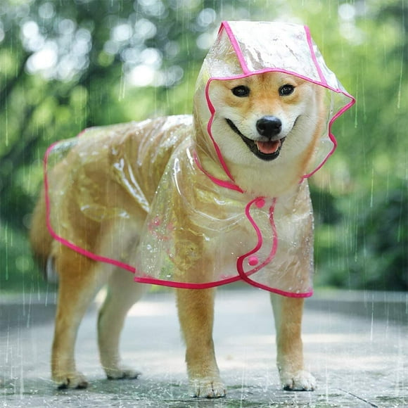 Dog Raincoat Hooded Leash Hole Waterproof Rain Coat Jacket Rainwear for Small Pet Cat Puppy