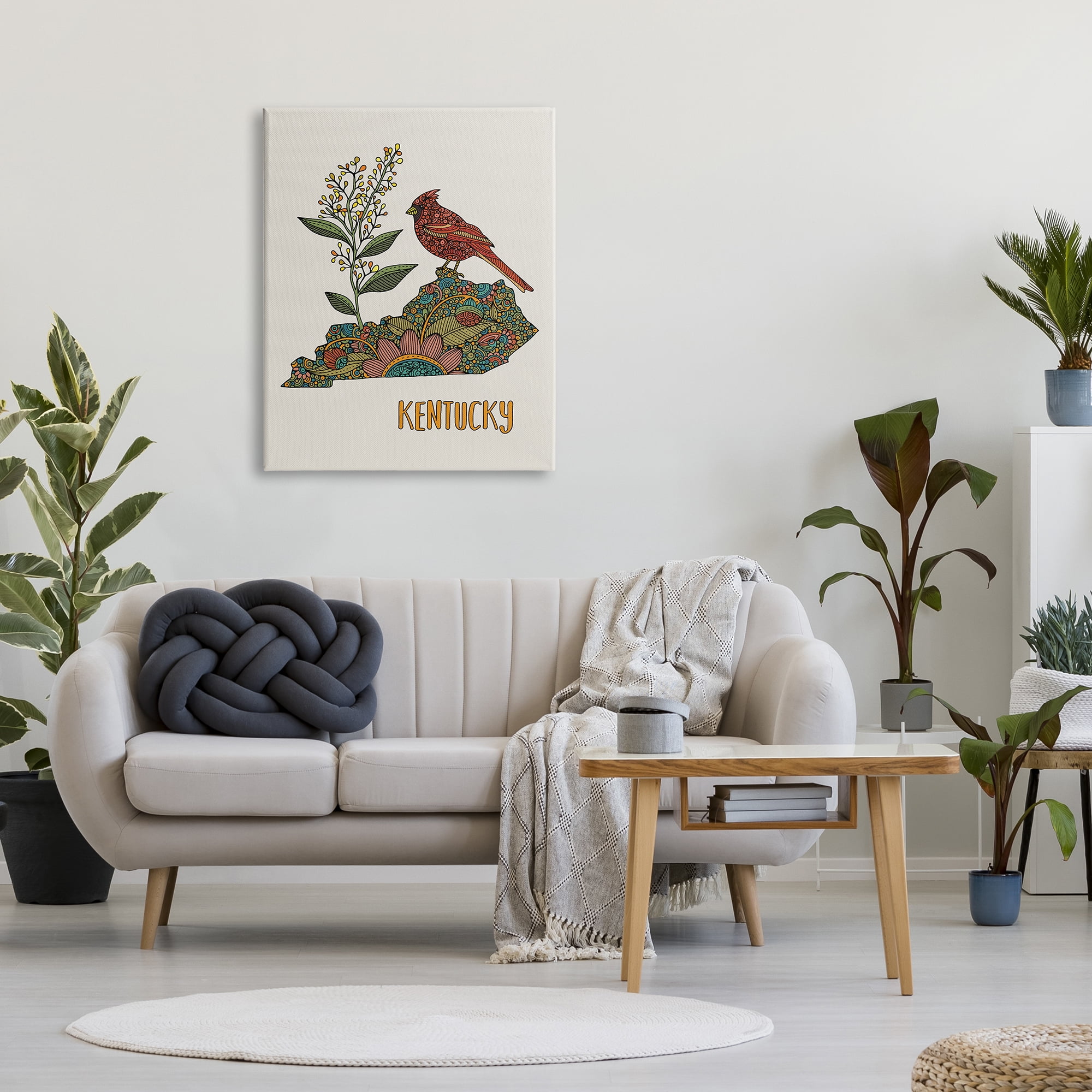 Stupell Industries Kentucky State Cardinal Blooming Goldenrod Flower Pattern Graphic Art Gallery Wrapped Canvas Print Wall Art, Design by Valentina Harper