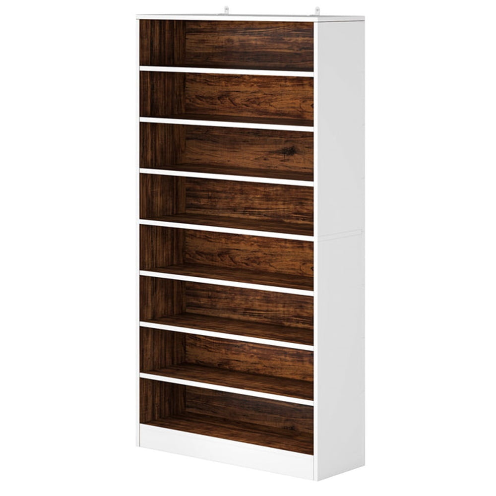 Hommoo Modern Wood Freestanding Shoe Cabinet, 8 Tiers 40-45 Pairs Shoe Storage Rack Organizer for Entryway, White & Brown