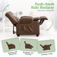 thumbnail image 5 of JONPONY Kids Recliner Chair,Push Back Toddler Recliner with Cup Holders & Side Pockets,Adjustable Footrest & Headrest Kids Sofa for Boys Girls 3+ Age Group, Brown, 5 of 11