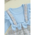 thumbnail image 6 of Musuos Baby Girls Fall Romper Dress 0-18M Tweed Ribbed Patchwork Long Sleeve Round Neck Jumpsuit with Bow Headband, 6 of 9