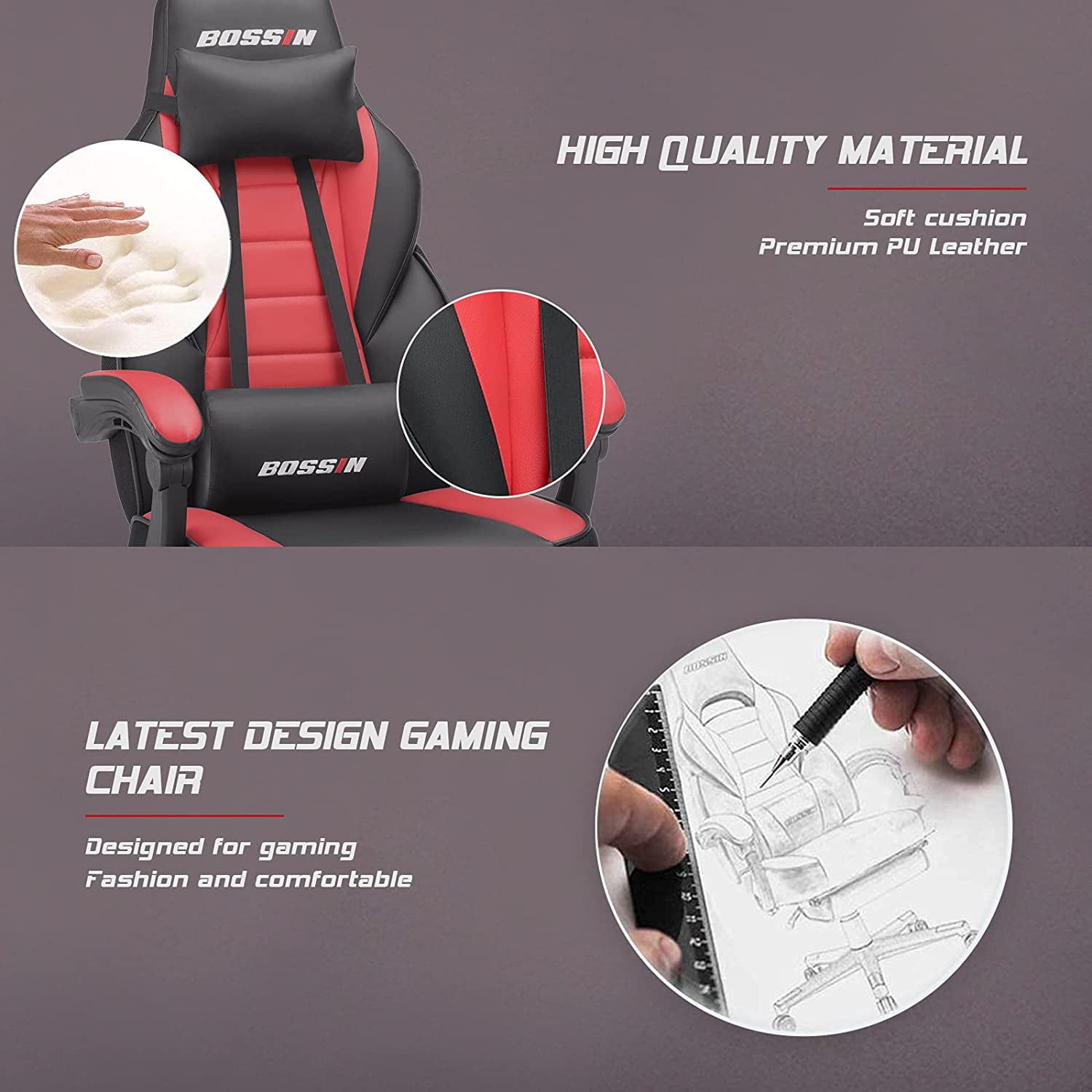 Waleaf Gaming Chair, Ergonomic Heavy Duty Design, Gamer Chair with Footrest and Lumbar Support, Large Cushion High Back Office Chair, Big and Tall Computer Chair