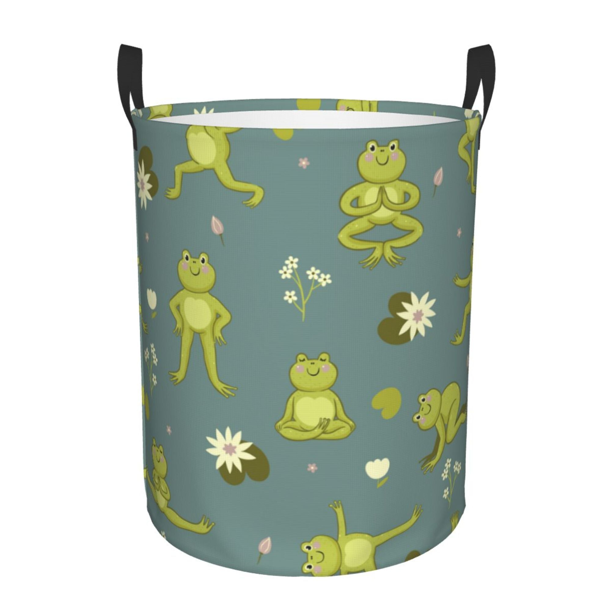 TEQUAN Waterproof Laundry Hampers, Funny Cute Yoga Frogs Pattern ...