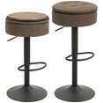 thumbnail image 1 of HOMCOM Bar Stools Set of 2, Swivel Barstools with Storage, Footrest, Brown, 1 of 10