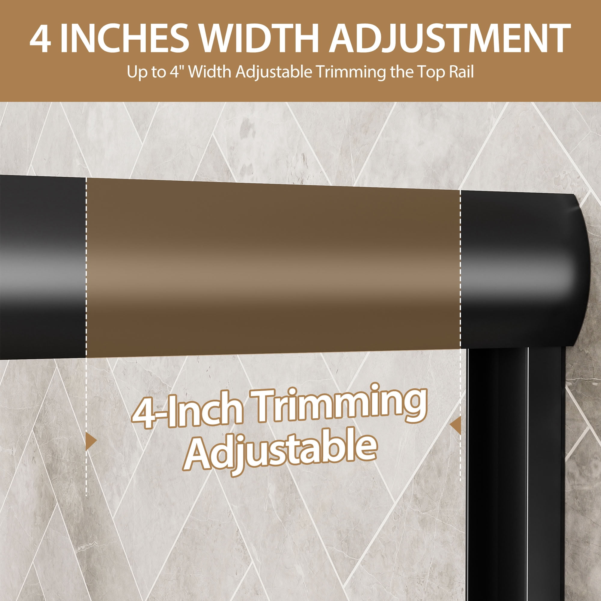 MAYEERTY Double Sliding Bathtub Door, Matte Black Aluminum Frame, Soft-Close Function, 1/4" Tempered Glass with Explosion-Proof Film, Waterproof