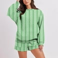 thumbnail image 6 of Women's 2 Piece Fashion Sweatsuit Graphic Long Sleeve Oversized Sweatshirts Tie Waist Shorts Loose Casual Fall Comfort Outfits, Green, S, 6 of 6