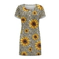 thumbnail image 4 of FKELYI Vintage Sunflower Leopard Print Women's Nightgowns Soft Sleepwear Dress Crew Neck Sleep Dress Comfy Button Down Pajama Dress Short Sleeve Loungewear for Spring Summer, L, 4 of 6