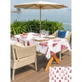 thumbnail image 4 of Outdoor Tablecloth with Umbrella Hole and Zipper, Christmas Tree Rectangle Table Cloth 52x70 Inch Waterproof Tablecloth, Xmas Red Cartoon Tree Snowflakes Country Picnic Table Cover for Patio Camping, 4 of 7