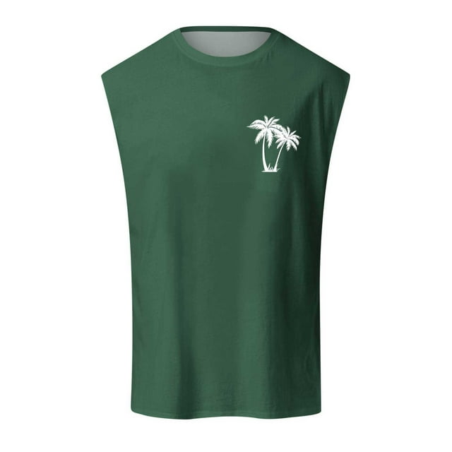 Men's Summer Coconut Pattern Shoulder Vest - Breathable Comfortable, Polyester Spandex, Work Vacation Daily