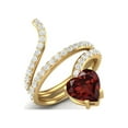 thumbnail image 2 of 7MM Heart Shape Wrap Bypass Ring Natural Garnet 925 Silver Gold Vermeil Women Valentines Day Gifts Rings, 2 of 7