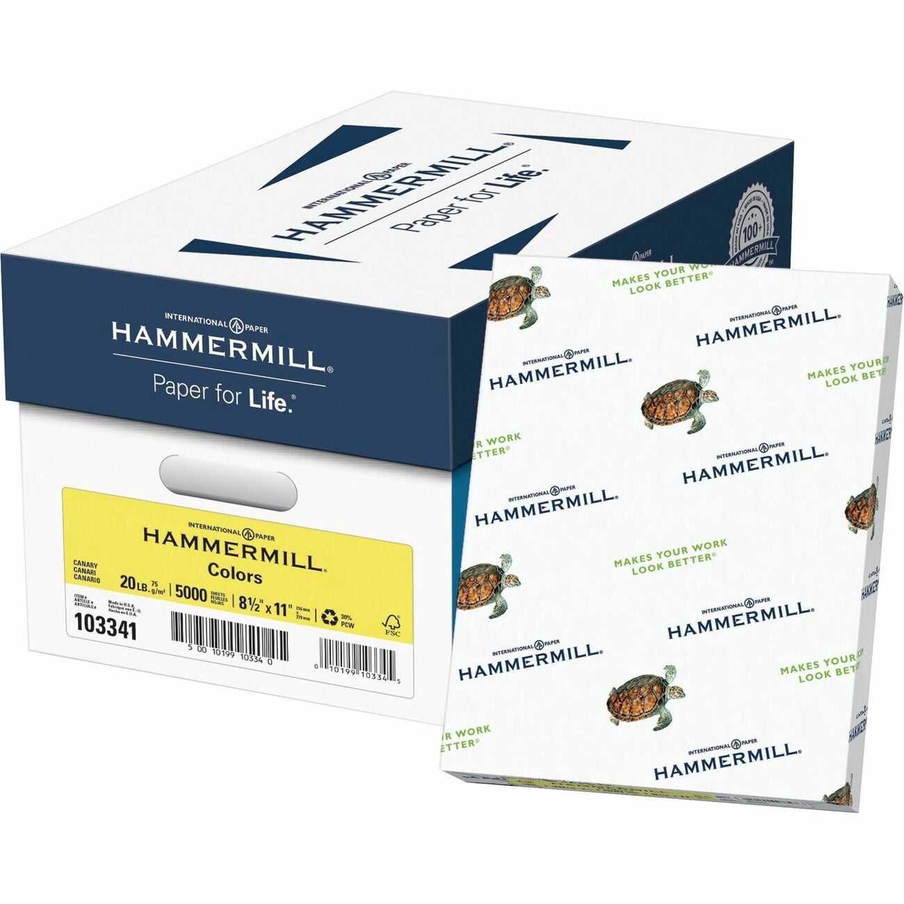 Hammermill 8.5" x 11" Colored Copy Paper 20 lbs. Canary 500 Sheets/Ream 10/Reams (103341CT)