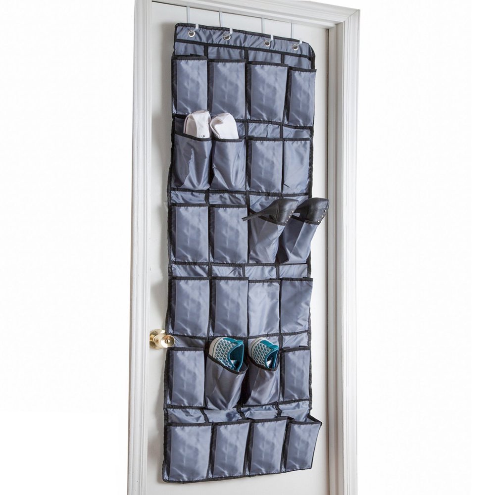 24 Pockets Over Door Hanging Shoe Organizer Box Rack