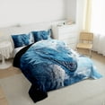thumbnail image 3 of Homewish 3D Blue Dragon Bedding Comforter Set for Teens, Magic Western Animal Twin Comforter Sets, Gothic Wildlife Reversible Bedding Set, Ultra Soft Bedroom Decor, 2 Pieces, 3 of 8