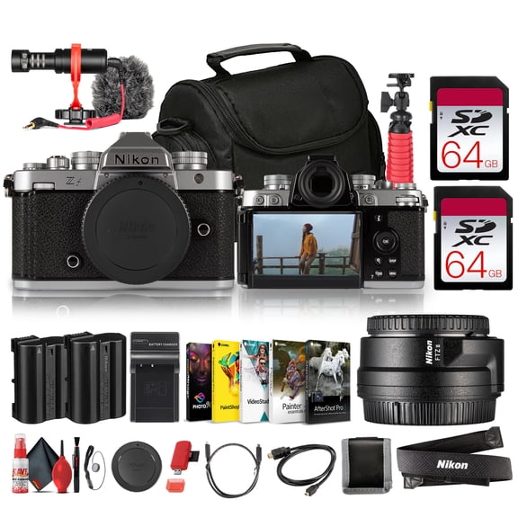 Nikon Zf Mirrorless Camera Bundle, Silver, Rode Microphone, FTZ II Adapter, Camera Bag, Tripod & 64GB SD Card (International Model)