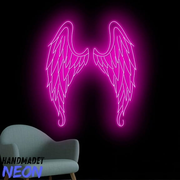 Handmadetneonsign Angel Wings Neon Sign, Angel Wings Led Sign, Angel Wings Wall Art, House Wall Decor 90348