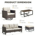 thumbnail image 7 of Unnifurnzi Outdoor Furniture-6 Pieces Outdoor Conversation Sets with Outdoor Swivel Rocking Chairs Outdoor Couch and Ottoman Outdoor Wicker Furniture for Deck Balcony Garden-Brown/Beige, 7 of 7