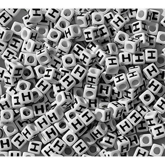 JOLLY STORE Crafts Letter "H" 7mm Cube Shape Alphabet Beads