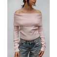 thumbnail image 4 of Gupgi Pull Femme Épaules Dénudées Manches Longues Pliable Crop Top Décontracté Automne, 4 of 7